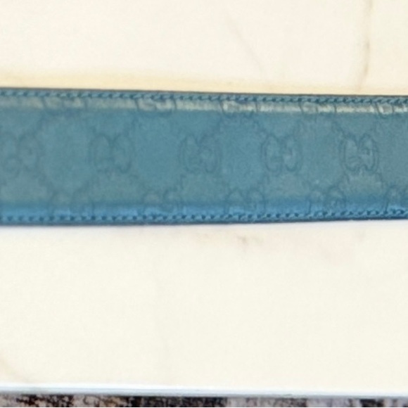 Gucci Light Blue and Silver Logo Belt - Picture 5 of 6